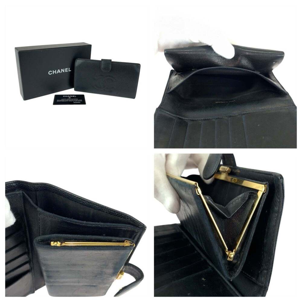 CHANEL Vintage Black Leather Logo Wallet - Picture 8 of 10